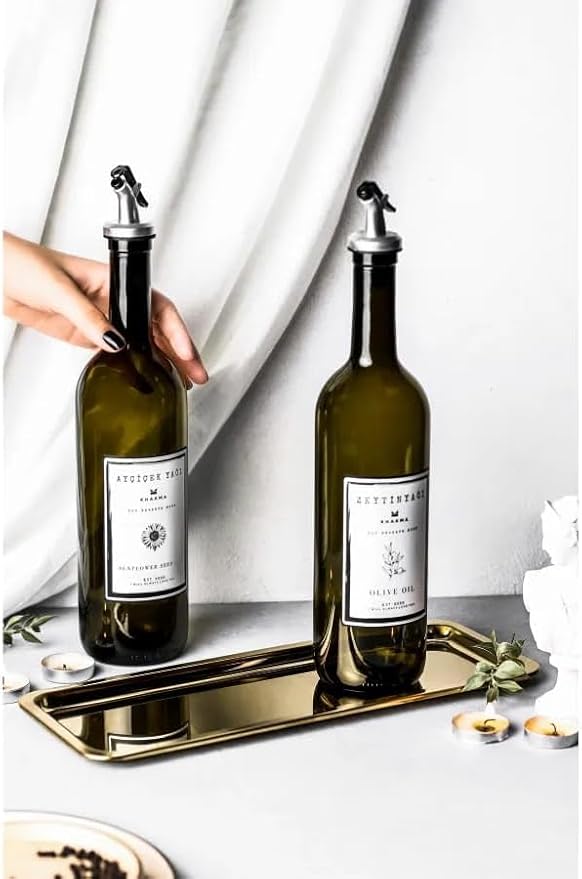 Elegant Stainless Steel Rectangular Serving Tray, Mirror Finish Coffee Tea Platter, Silver, 13 x 5.12 Inch, for Cafe, Home Desserts Long Metal Plate for Café, Home, Gift Bahtroom Tray Gold