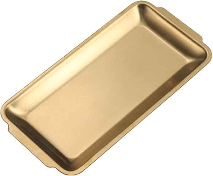 Baking Sheet, Sheet Pans for Baking Stainless Steel, Rectangle Metal Serving Tray with Handles for Dining, Party, Buffet, Dishwasher(Gold,22 * 11cm/9 * 4in)