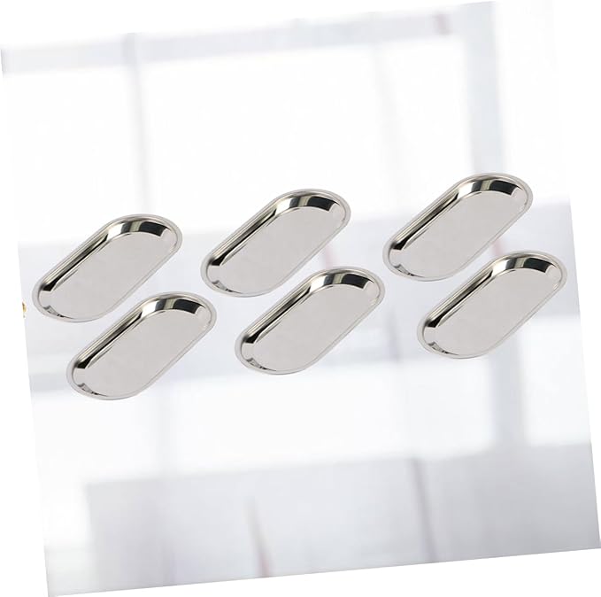 6pcs Stainless Steel Snack Tray Elegant Silver Dessert Plates for Banquets Parties and Restaurants for Serving Cakes Cookies Fruits and Snacks