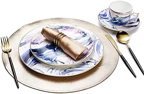 Elegant Dinnerware Set Dinner Plates Bowls Set Fine Bone China Porcelain Dinnerware Set Service For 1, White Blue Luxurious Tableware Sets,A