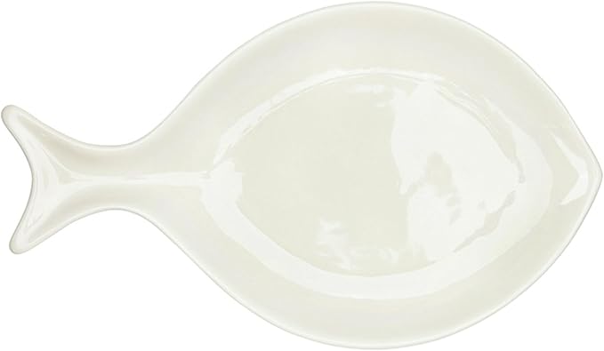 Santa Barbara Design Studio Appetizer Plate Set - 9" Ceramic Fish-Shaped Dessert Plates, 4-Count, White