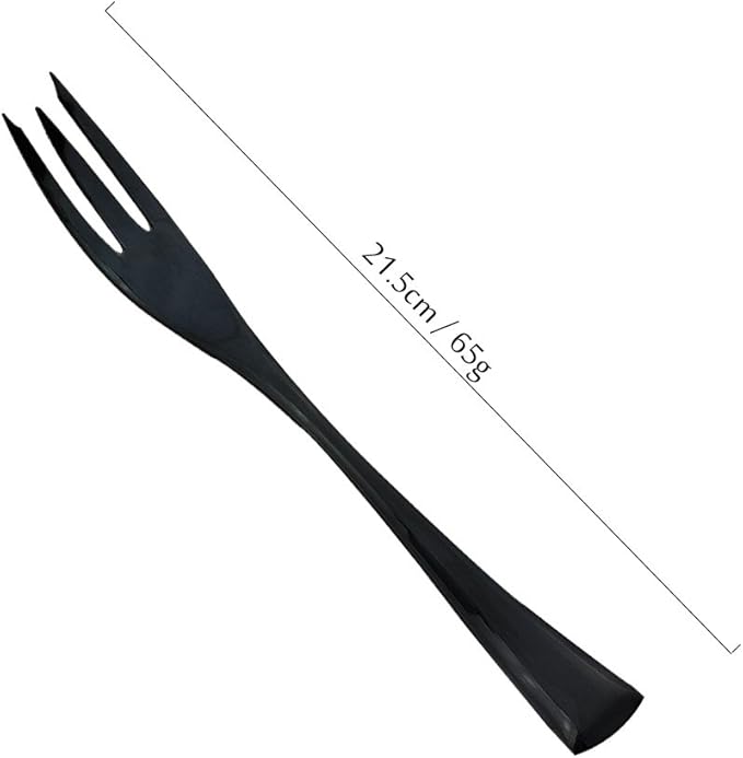 Mirror Polishing Black 18/10 Stainless Steel, Single Serving Flatware Silverware cutlery utensils Set,set of 6 Fish Fork