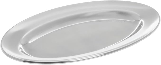 HUBERT Serving Tray Silver Stainless Steel - 9" L x 6" W