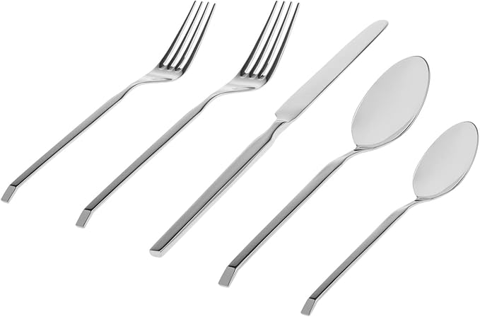 Godinger 20 Piece Flatware Set with 2 Forks, 2 Spoons and Knife, 18/0 Stainless Steel Ramp, Set of 4