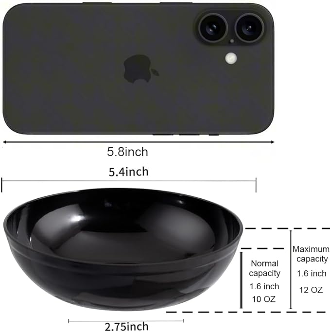 bUCLA 50Pack Black Plastic Bowls - 10oz Disposable Black Plastic Salsa/Serving Bowls - Ideal for Party & New Year