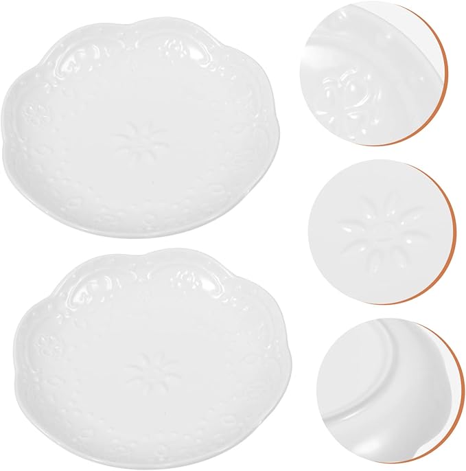 2pcs Delicate Ceramic Dipping Sauce Dish Appetizer Plates for Seasoning Charcuterie and Home Use Modern Design White Color Easy to Clean