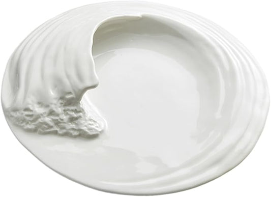 Healifty Ceramic Food Serving Plate Creative Western Snack Dish Unique Porcelain for Restaurants and Home Use Easy to Clean for Appetizers