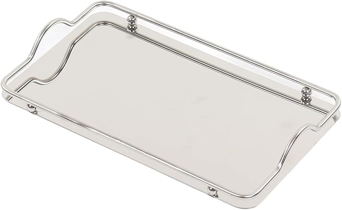 Pwshymi Large Rectangle Tray, Stainless Steel Large Serving Tray Home Living Room Commercial Dishes Tray for Coffee Water Cups Fruit Vajilla