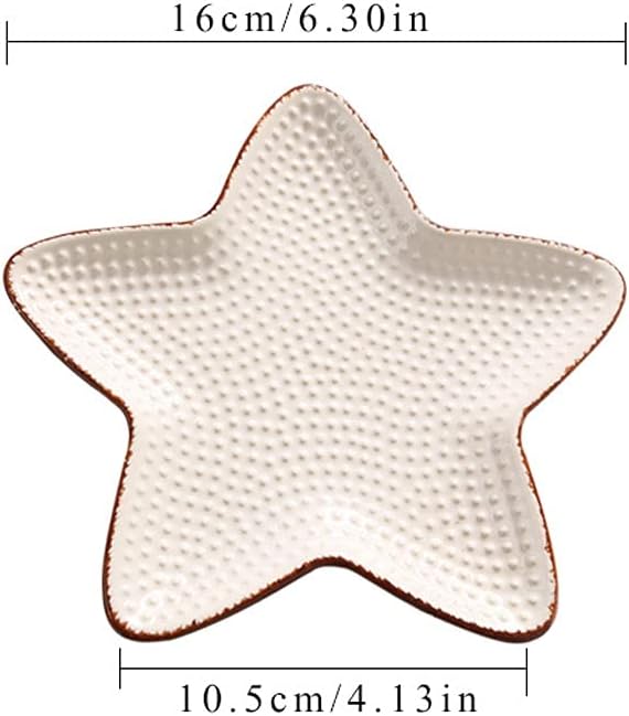 Small Plate Set of 2 Sauce Dish Ocean Starfish Shell Fish Shape Ceramic Appetizer Plates Snack Fruit Sushi Dessert Jewelry Plates Dinnerware Trays Home Decoration Salad Plates (Size : 6.30x4.13in)