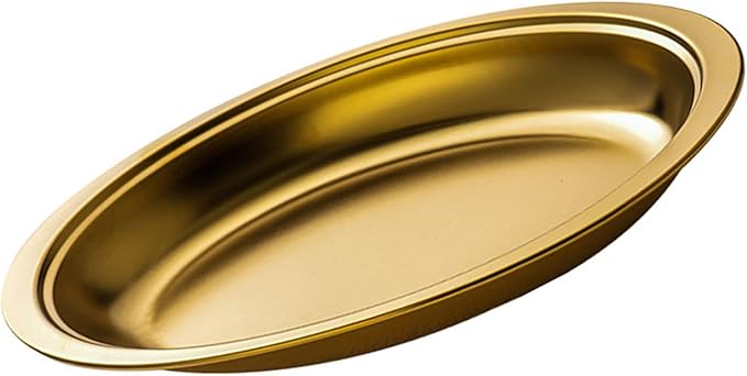 Steaming Fish Tray Stainless Steel Serving Plate Oval Shape Multifunctional for Home or Restaurant Use Silver/Gold