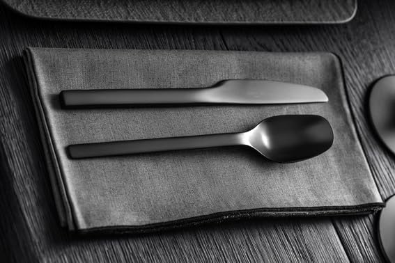 Villeroy & Boch - Manufacture Cutlery Table Cutlery Set for Up to 4 People, 16 Pieces, Stainless Steel, Black, 12-6556-9040