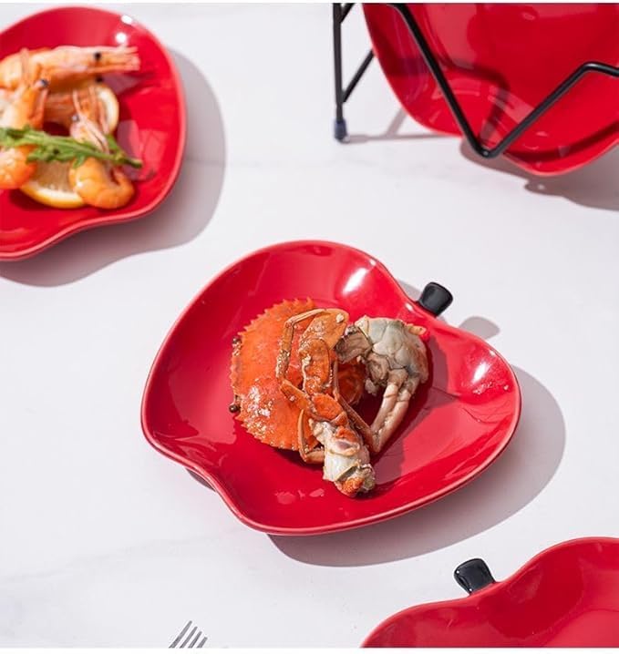 123Arts Apple Dessert Dishes Set Appetizer Plates, Ceramic Sushi Sauce Plates Seasoning Dishes,Set of 2