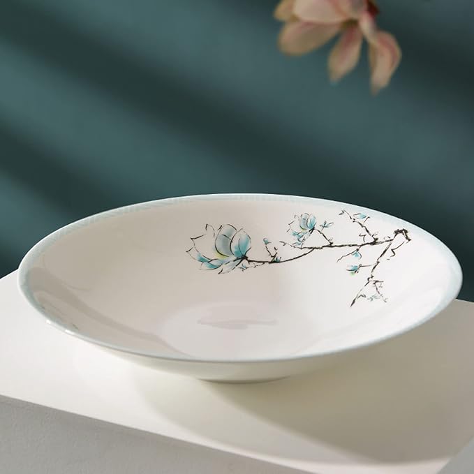 Elegant Dinnerware Set, Service for 4/6/8 People, Porcelain Sets, Ceramic Dinner Sets with Dishes/Plate/Bowl, Lead-Free Tableware, Dishwasher & Microwave Safe,48 P, White