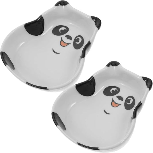 BESTOYARD 2pcs Cute Panda Ceramic Plates Dipping Bowls Appetizer Trays Sushi Soy Sauce Dishes Food Prep Bowls Set