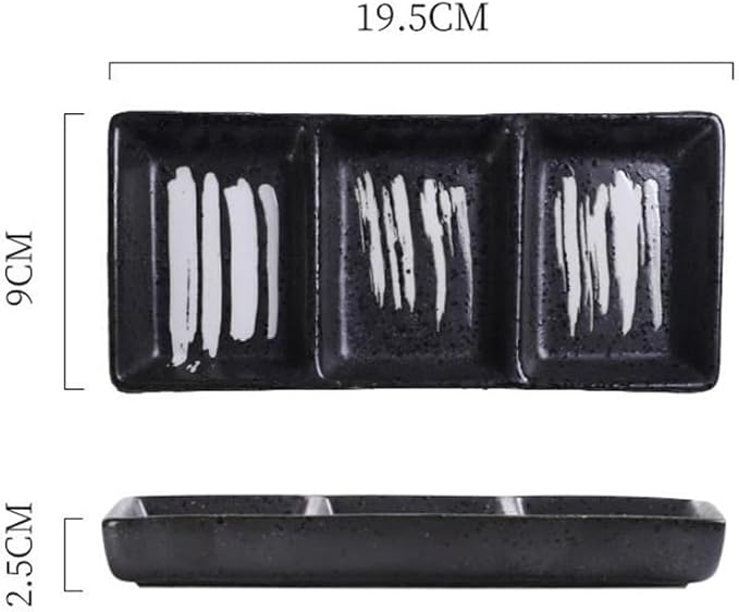 Appetizer Plates Appetizer Serving Trays Snack Dishes, Ceramic Dip Bowl Rectangular Divided Sauce Dishes for Condiment