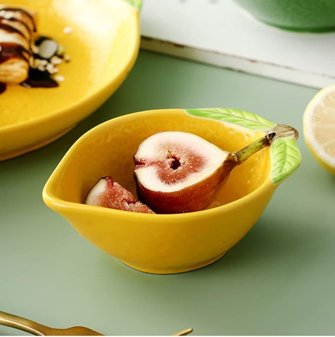 4pcs Ceramic Appetizer Plates Lemon Shape Side Dishes Seasoning Plates