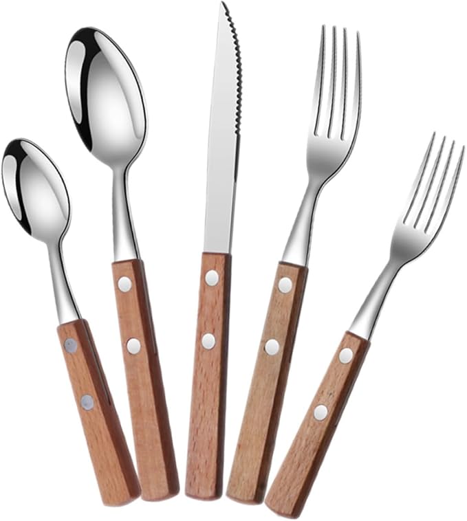 2sets Ergonomic Stainless Steel Utensil Set Serving Fork Spoon Slotted Spoon for Buffet Party Restaurant Easy Clean