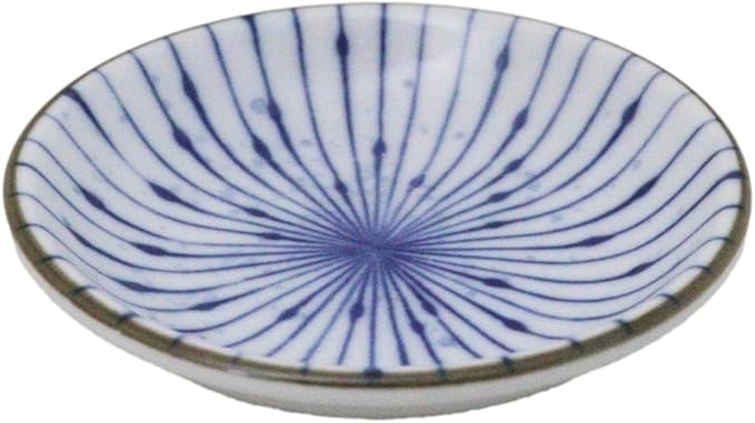 Ebros Gift Artistic Blue Waves Fubuki Tokusa Made In Japan Dinnerware Serveware Kitchenware Set Asian Japanese Restaurant Supply (Pack Of 6 Round Sauce Dish 1.5oz)