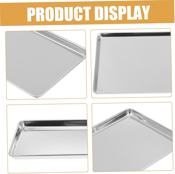 Sturdy Stainless Steel Serving Tray Lid Silver Platter for Snack Appetizer Dessert