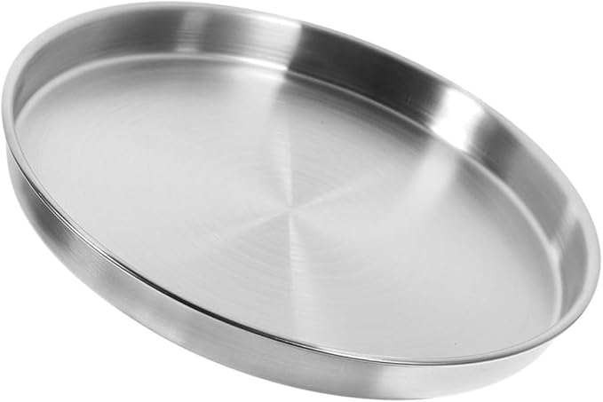 Round Stainless Steel Serving Plate Dinner Tray for Sushi Steak and Snacks Versatile Kitchenware for Home and Commercial Use Capacity Design
