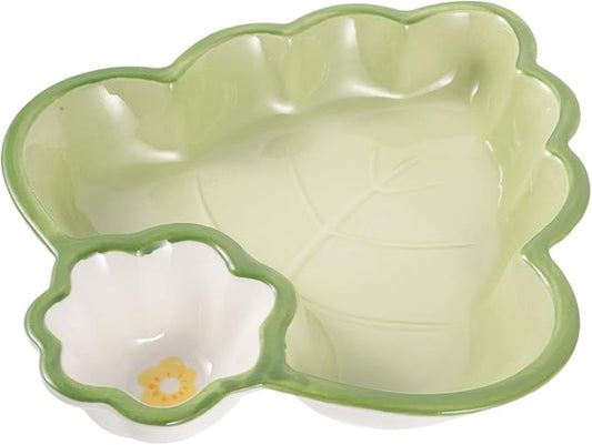 Ceramic Dumpling Plate with Sauce Compartment Cute Divided Serving Tray for Boys and Girls for Dipping Sauces Appetizers and Snacks for Home and Kitchen Use