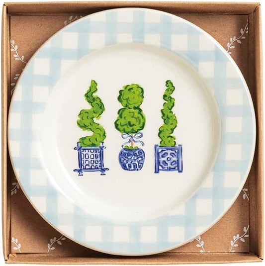 Mud Pie Ceramic Three Topiary Tidbit Plate