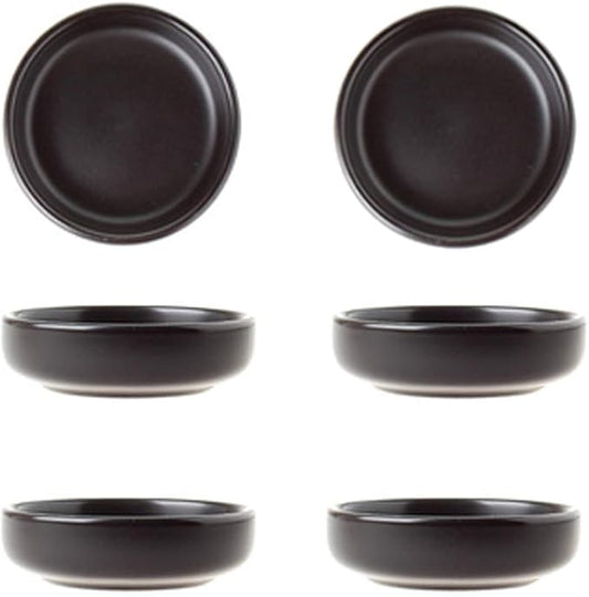 BigNoseDeer Matte Ceramic Soy Dipping dish,Multipurpose Porcelain Sauce Dish Mini Side Seasoning bowl Sushi Soy Dipping Bowls Simple Style Set of 6 Black (Black)