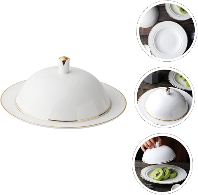 Round Ceramic Plate Lid Dinner Plate Cover Serving for Parties Banquets