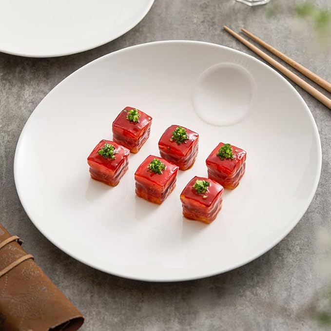 Appetizer Plates Ceramic White Plate Dish Plate Western Plate Steak Plate Modern Hotel Tableware Salad Plate Round Plate Cheap Plates(Small)