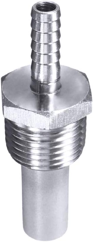 0.5 Micron Inline Oxygenation Diffusion Stone, 1/2" NPT Hose Barb Stainless Steel Aeration Stone Carbonating Stone with 1/4" Barb for Home Brewing Beer