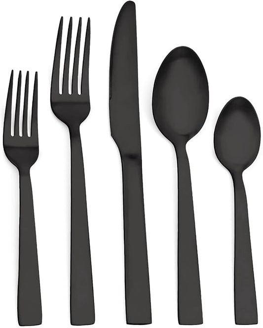 O.C.E. Matte Black Silverware Set, Stainless Steel Flatware Set, 20 Piece Tableware Cutlery Sets for Home Kitchen Restaurant, Service for 4, Dishwasher Safe