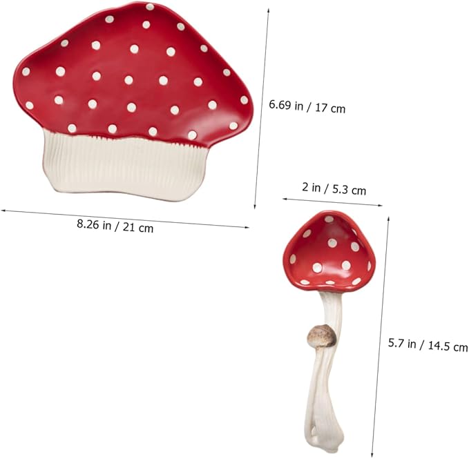 OUNONA Mushroom Ceramic Plate Salad Serving Bowl Design Multi-function Kitchen Supplies