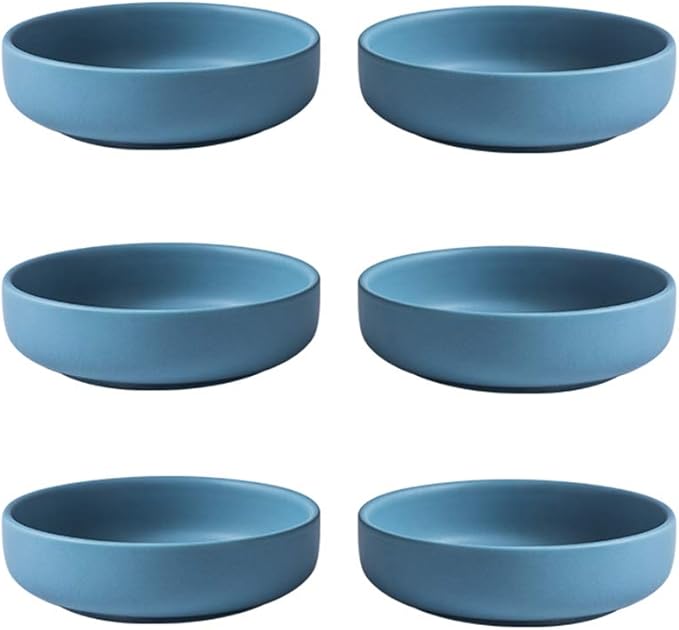 Colias Wing 3.5 Inch Simple Style Single Color Pattern Stylish Design Multipurpose Porcelain Side Dish Bowl Seasoning Dishes Soy Dipping Sauce Dishes-Set of 6-Black/Blue/White
