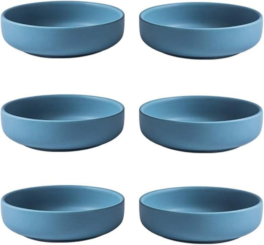 Colias Wing 3.5 Inch Simple Style Single Color Pattern Stylish Design Multipurpose Porcelain Side Dish Bowl Seasoning Dishes Soy Dipping Sauce Dishes-Set of 6-Black/Blue/White