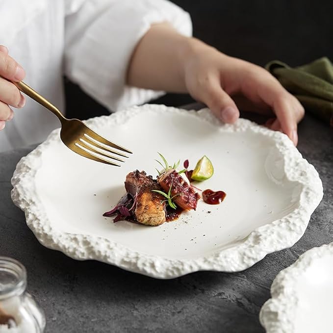 Appetizer Plates - Ceramic Flat Plates for Snacks, Ideal for Dining and Entertaining, Durable Household Dishware for Everyday Use