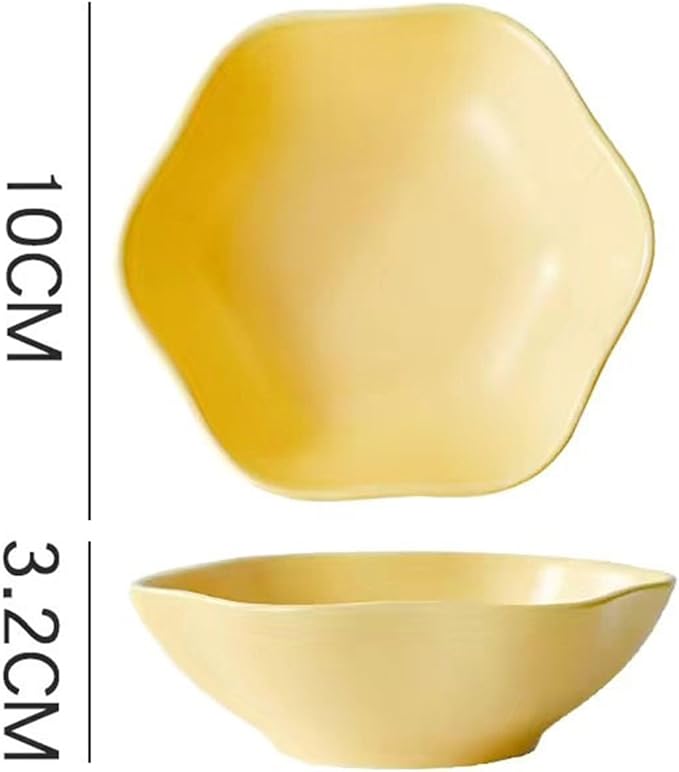 Sauce Dish 2-piece/4-piece Creative Flower Shaped Ceramic Plate Soup Bowl Plate Snack Plate Dim Sum Plate Sauce Bowl Snack Plate(Yellow,4-Piece)