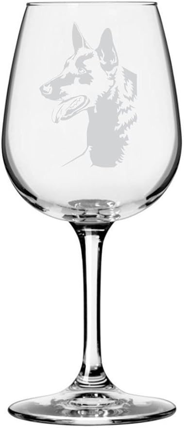 Etched Laser Art Belgian Shepherd (Malinois) Customized Personalized Dog Themed Etched 12.75oz Wine Glass Custom Dog Breed Wine Glasses for Pet Lovers, Personalized Birthday Gift for Men & Women
