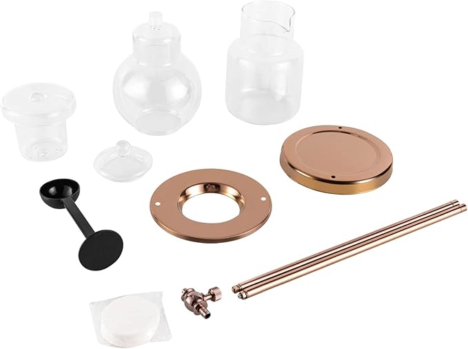 Metal Cold Brew Drip Tower, Ice Cold Drip Tower 600ml Capacity, Iced Coffee Cold Brew Drip Tower, Ice Coffee Maker for Home, Coffee Shops, Offices 6-8 Cups (Gold)