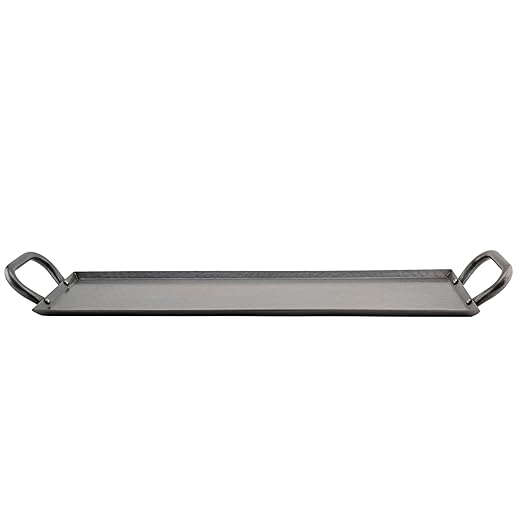 G.E.T. SSTPD-1906-ANT Heavy-Duty Rectangular Metal Serving/Ottoman Tray with Handles, 19" x 6", Hammered Bronze