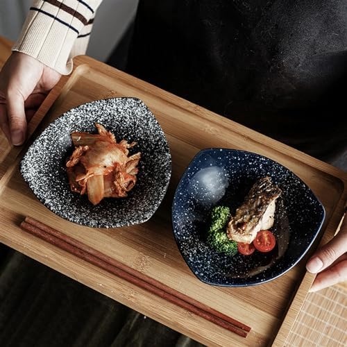 Creative Triangle Snack Bowls Set - 4 Ceramic Plates for Desserts, Salads, Fruits & Dipping Sauces | Unique Appetizer Serving Plates for Restaurants & Home Use