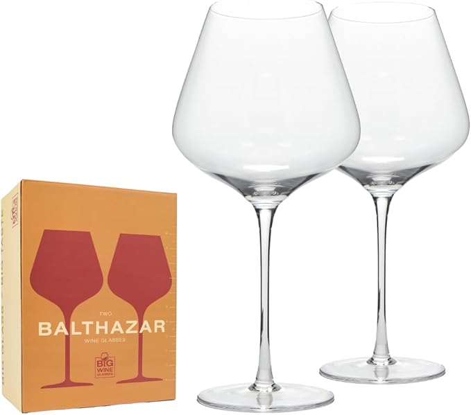 Balthazar Giant Wine Glass - Premium Crystal Wine Glasses Set of 2 - Fits Entire 750 ml Bottle