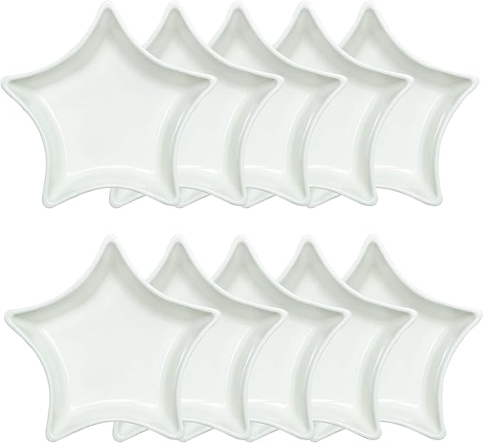 Star-shaped Multipurpose Ceramic Sauce Dish Seasoning Dishes Sushi Dipping Bowl Appetizer Plates(Set of 10)