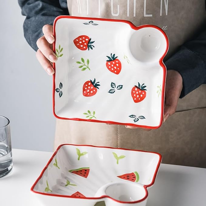 Multi Purpose Appetizer Ceramic Tray Vinegar Bowl Elegant Sushi Cookie Serving Dishes Dipping Sauce Plate for Dumplings French Fries Snacks Homes Restaurants Design Sense Souvenirs