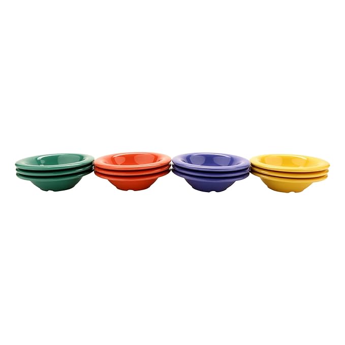 GET B-86-MIX Melamine Narrow Rim Fruit/Dessert Bowl, 8 Ounce, Assorted Colors (Set of 12)
