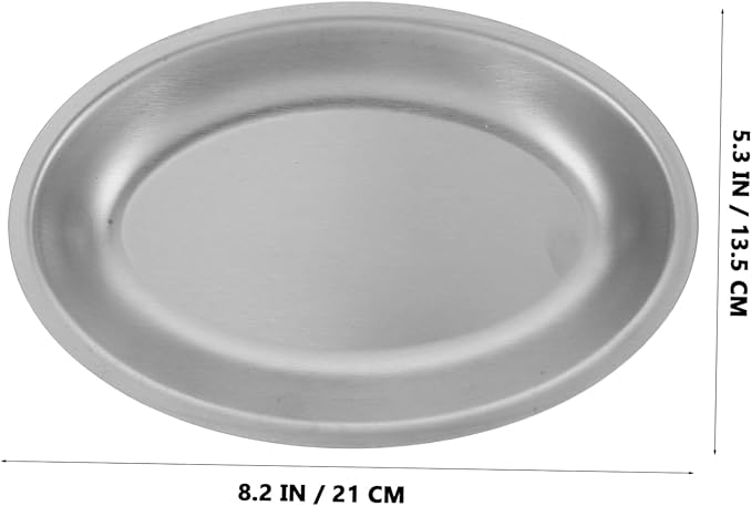Cabilock Stainless Steel Oval Serving Tray for Fish Appetizers Desserts and Snacks Elegant Design for Home and Outdoor Use and Lightweight Silver Platter
