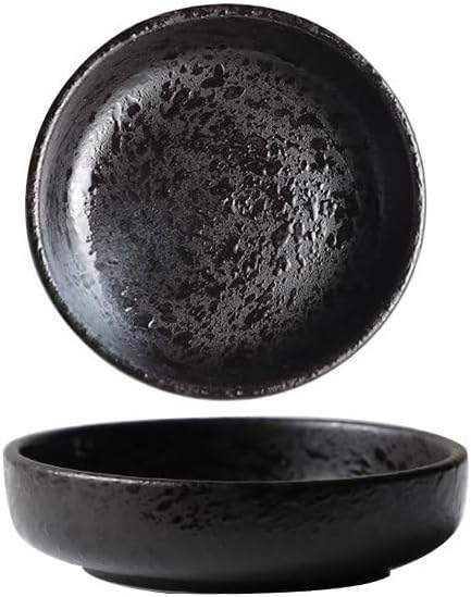 Appetizer Plates Ceramic Seasoning Dish Soy Sauce Vinegar Dishes Appetizer Plate Sushi Plate Featured Tableware for Condiment(Black)