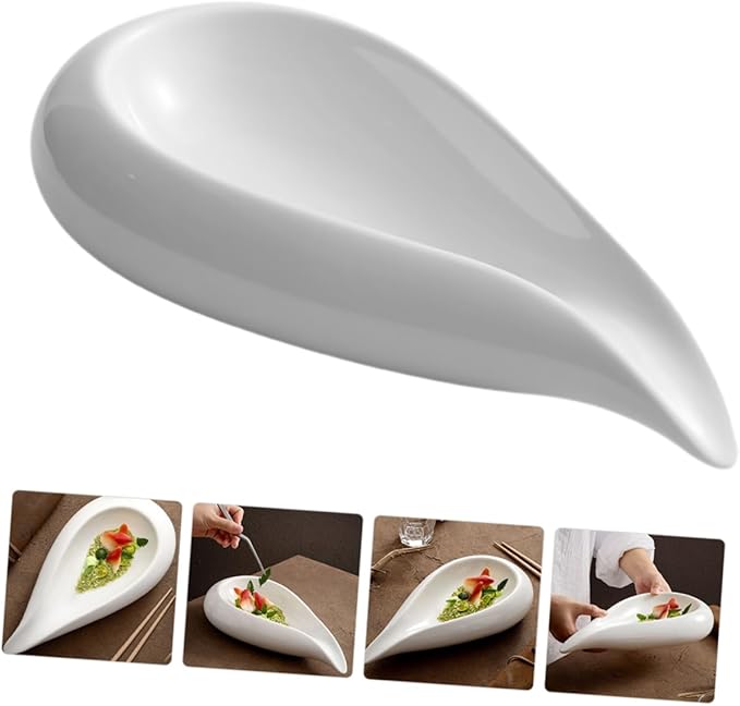 Ceramic Water Drop Warming Tray Dinner Plate Tear Drop Appetizer Plates Food Trays Salad Decorative Bowl