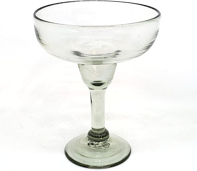 MexHandcraft Clear Large 14 oz Margarita Glasses (set of 4), Recycled Glass, Lead-free, Toxin-Free