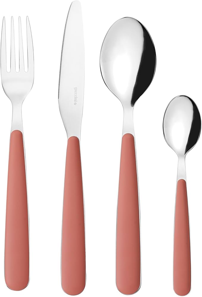 Guzzini - 24 Piece Stainless Steel Cutlery Set, White, "POP" (Terracotta)