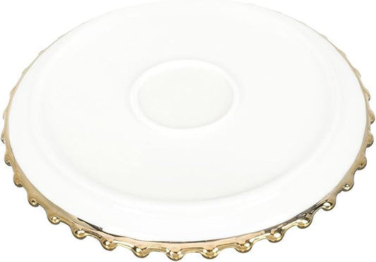 Cabilock Gold Rim Dinner Plate Round Platter for Breakfast Dessert Pasta Steak Pizza Salad Bread Fruits Sushi